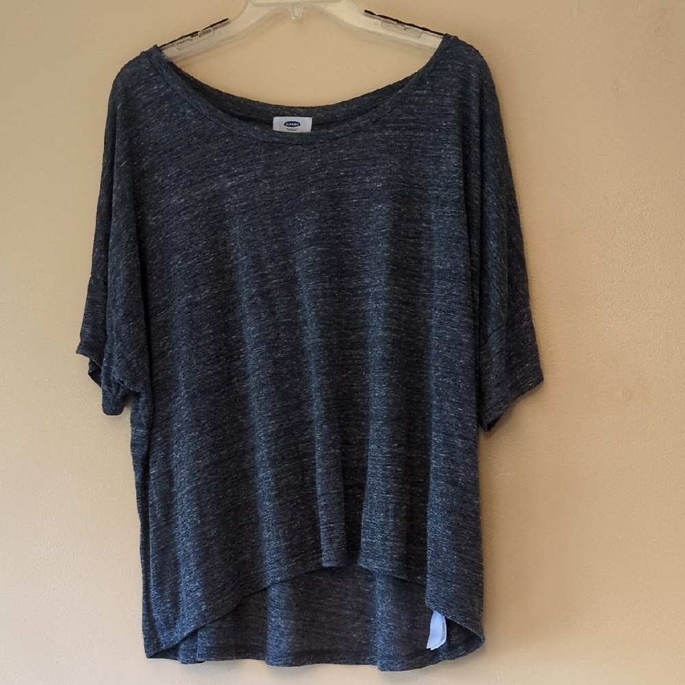 Old Navy Women's Heathered Dark Charcoal Oversized Drop Shoulder Tee, sz L,